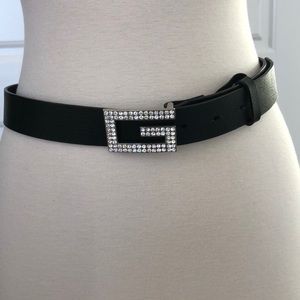 GUESS BELT BLACK WITH G STUDDED BUCKLE